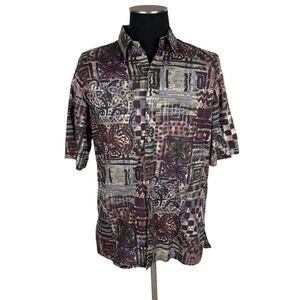 Tori Richard 100% Cotton Purple Unique Print Hawaiian Shirt - Women’s L